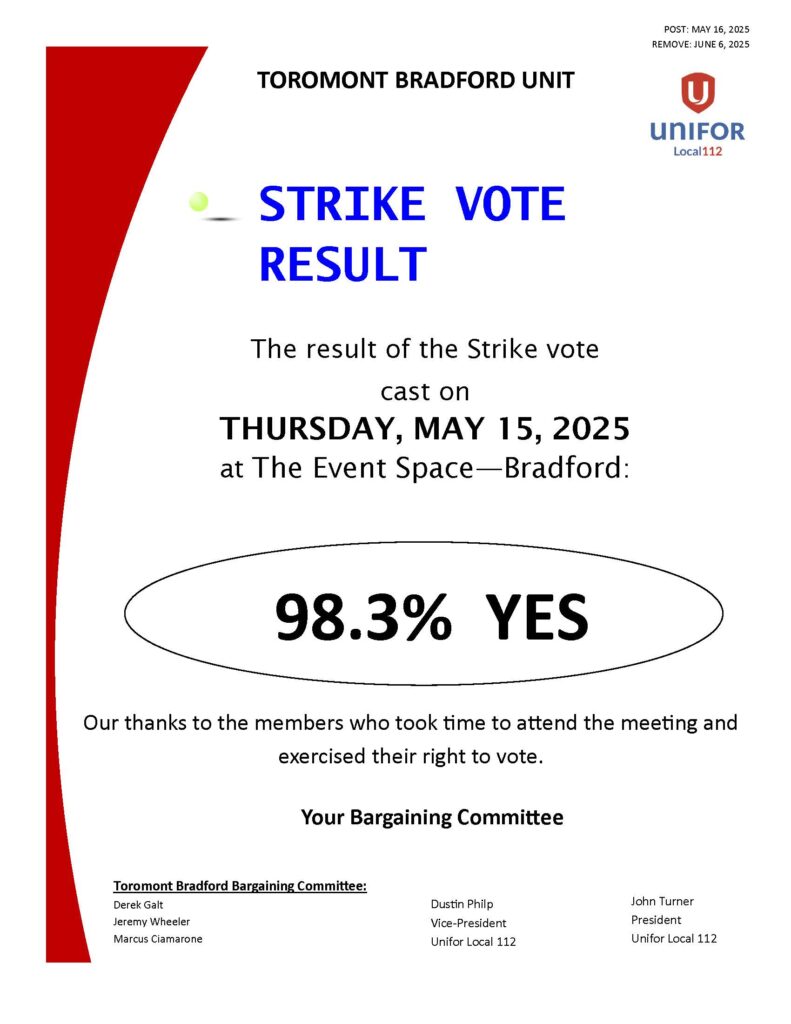 TB STRIKE VOTE RESULTS MAY 16, 2025