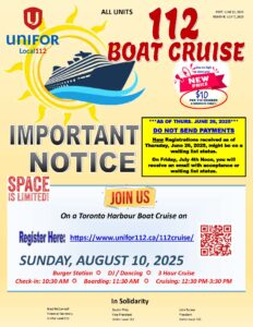 112 BOAT CRUISE IMPORTANT NOTICE JUNE 25, 2025