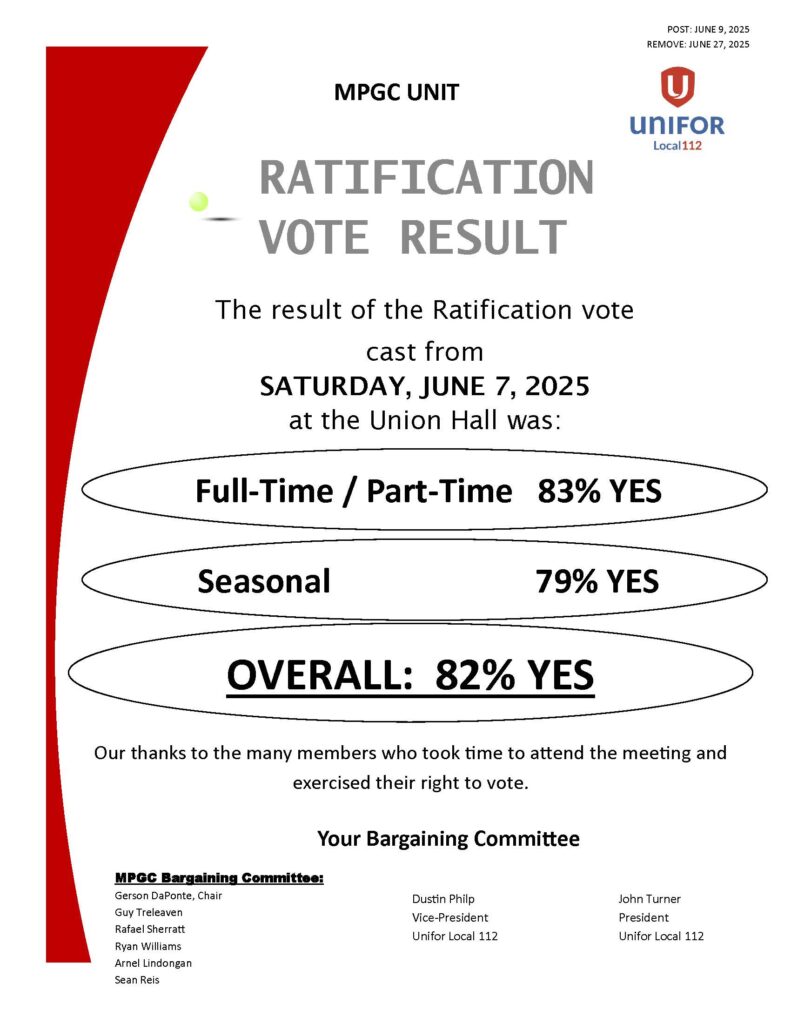 MPGC RATIFICATION VOTE RESULT JUNE 9, 2025