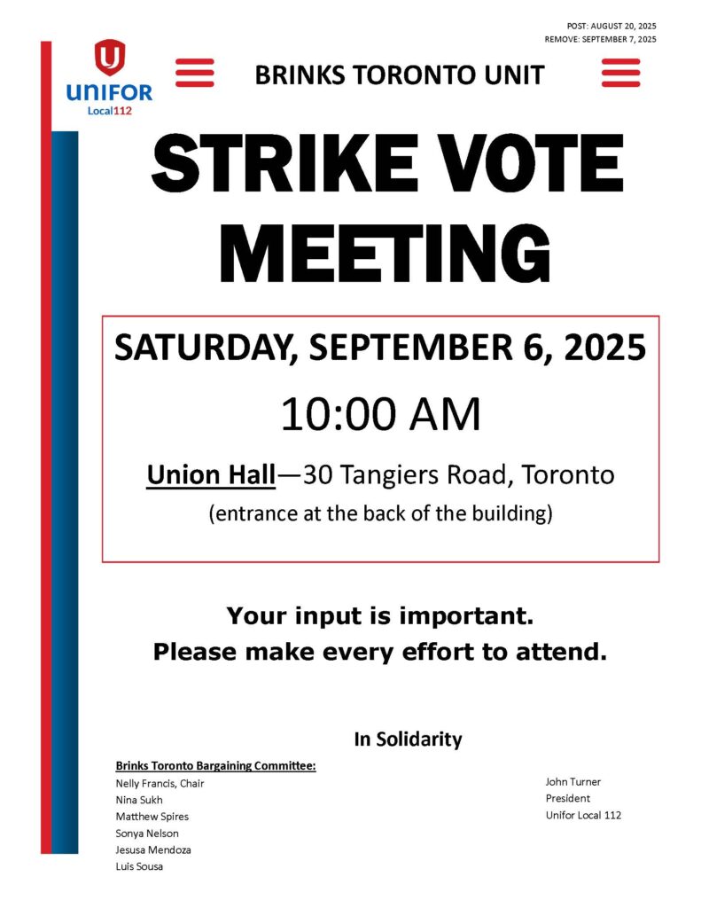 BT STRIKE VOTE MEETING NOTICE AUG. 20, 2025