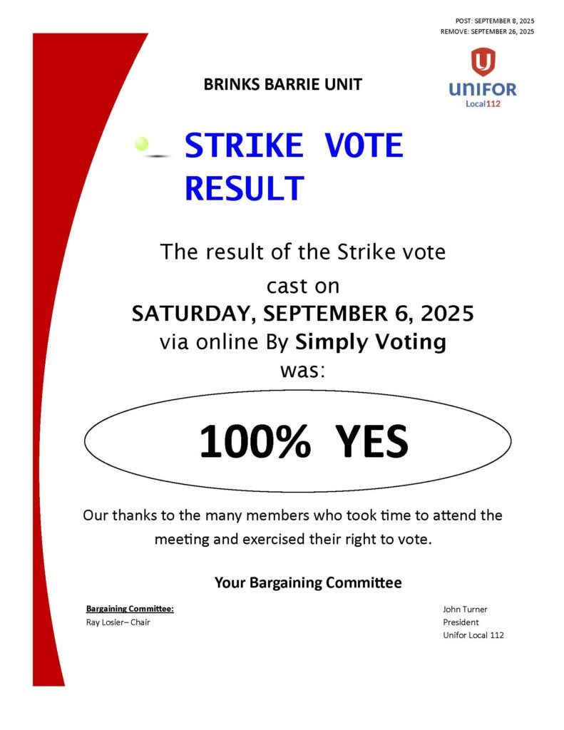 BB STRIKE VOTE RESULT SEPTEMBER 6, 2025