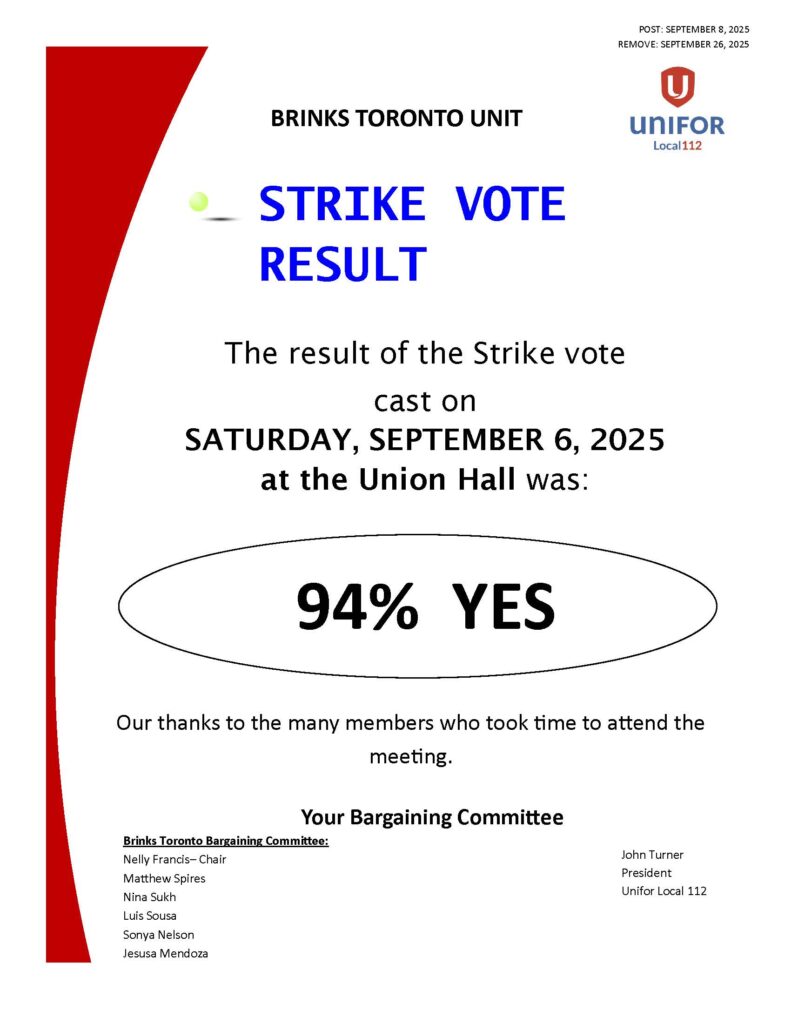 BT STRIKE VOTE RESULT SEPTEMBER 6, 2025