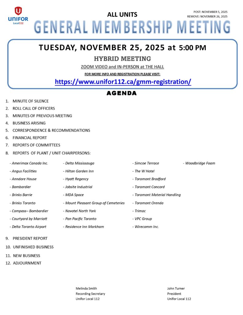 GENERAL MEMBERSHIP MEETING NOTICE NOVEMBER 2025 GENERAL MEMBERSHIP MEETING NOTICE NOVEMBER 2025
