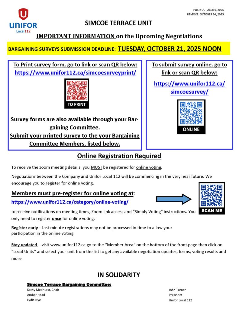 ST IMPORTANT INFORMATION on the Upcoming Negotiations