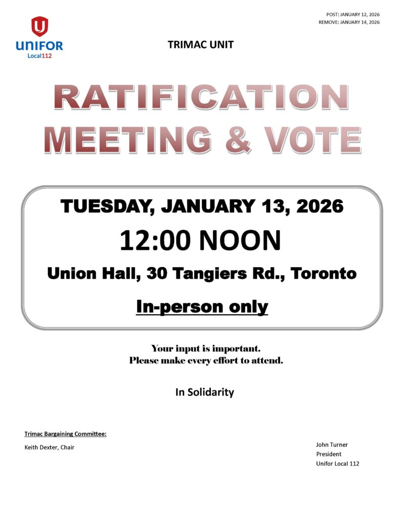 TRIMAC RATIFICATION MEETING & VOTE NOTICE