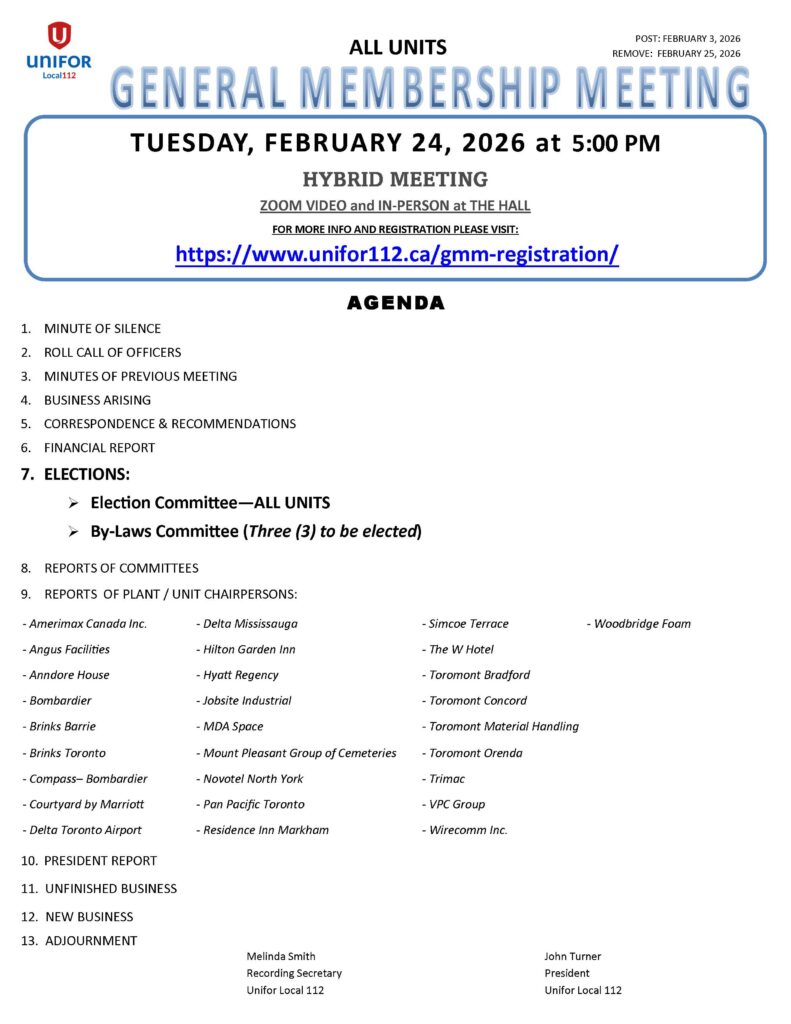 GENERAL MEMBERSHIP MEETING NOTICE FEBRUARY 2026