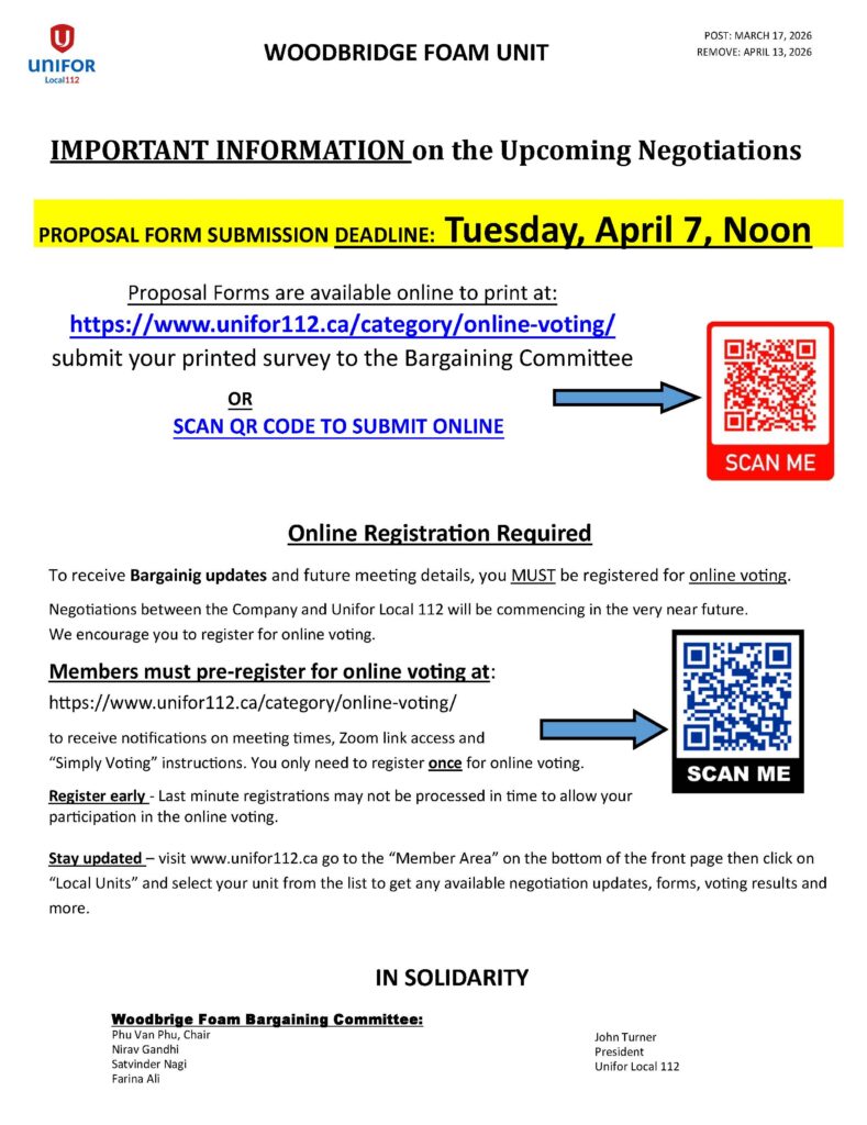 WF IMPORTANT INFORMATION on the Upcoming Negotiations
