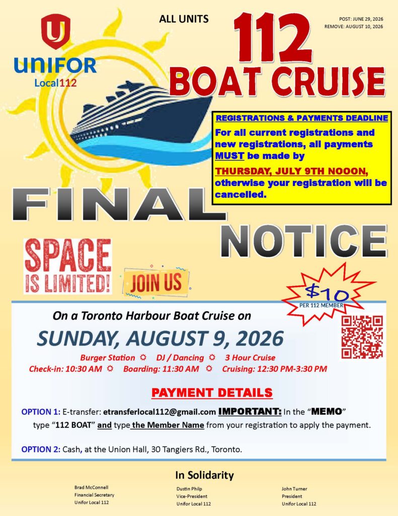 112 BOAT CRUISE FINAL NOTICE