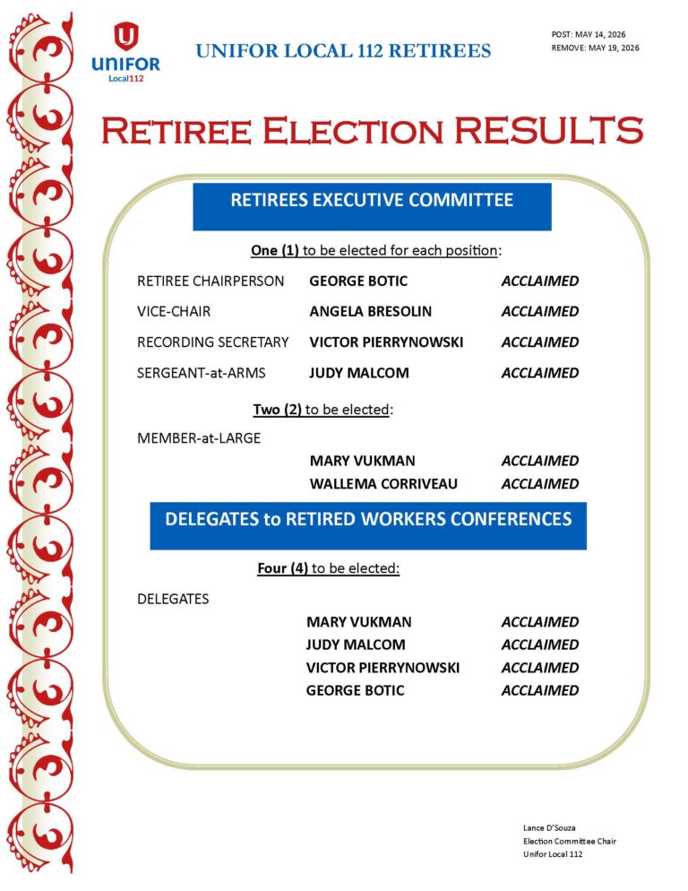 2026 RETIREES EXECUTIVE COMMITTEE ELECTION RESULTS