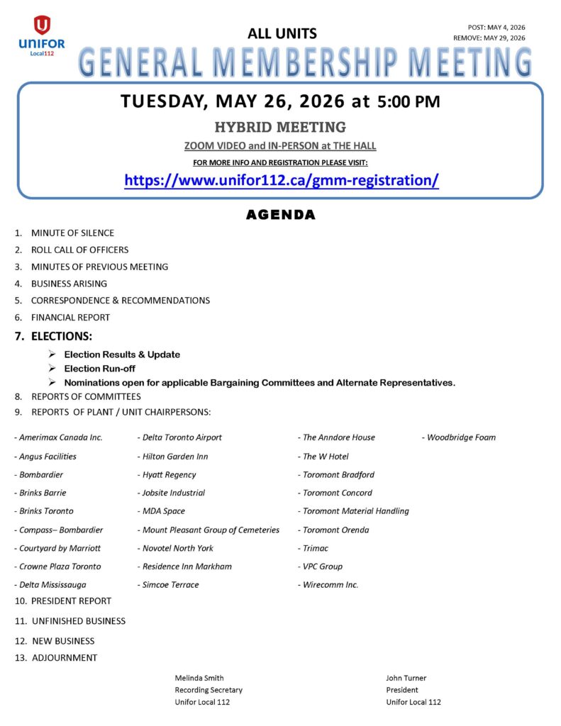 GENERAL MEMBERSHIP MEETING NOTICE MAY 2026