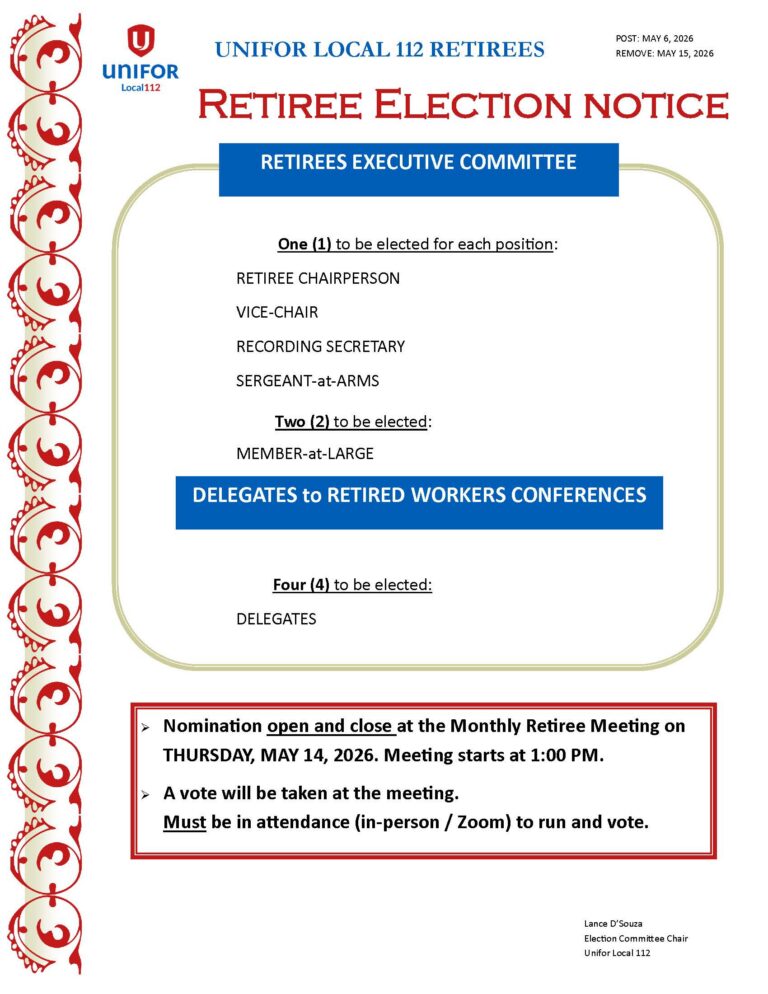 RETIREES EXECUTIVE COMMITTEE 2026 ELECTION NOTICE