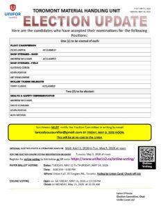 TMH 2026 ELECTION UPDATE