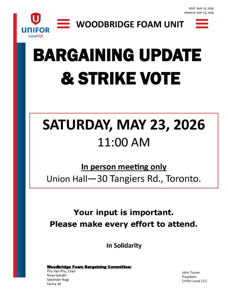 WF BARGAINING UPDATE AND STRIKE VOTE MEETING NOTICE