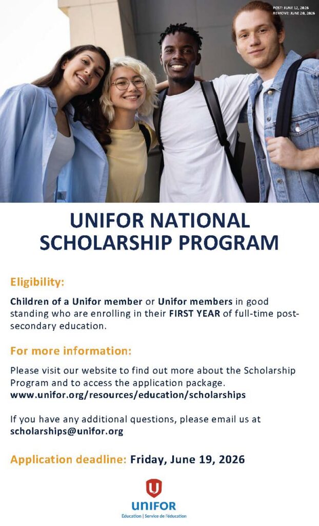 2026 Unifor Scholarship Poster