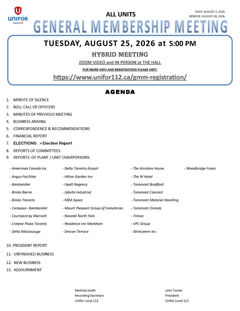 2026 GENERAL MEMBERSHIP MEETING NOTICE AUGUST 2026 2026 GENERAL MEMBERSHIP MEETING NOTICE AUGUST 2026