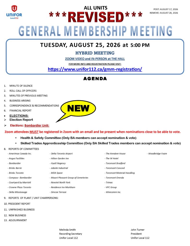 REV AUG 17, 2026 AUGUST GENERAL MEMBERSHIP MEETING NOTICE REV AUG 17, 2026 AUGUST GENERAL MEMBERSHIP MEETING NOTICE