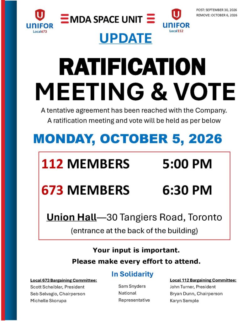MDA 2026 RATIFICATION MEETING & VOTE NOTICE
