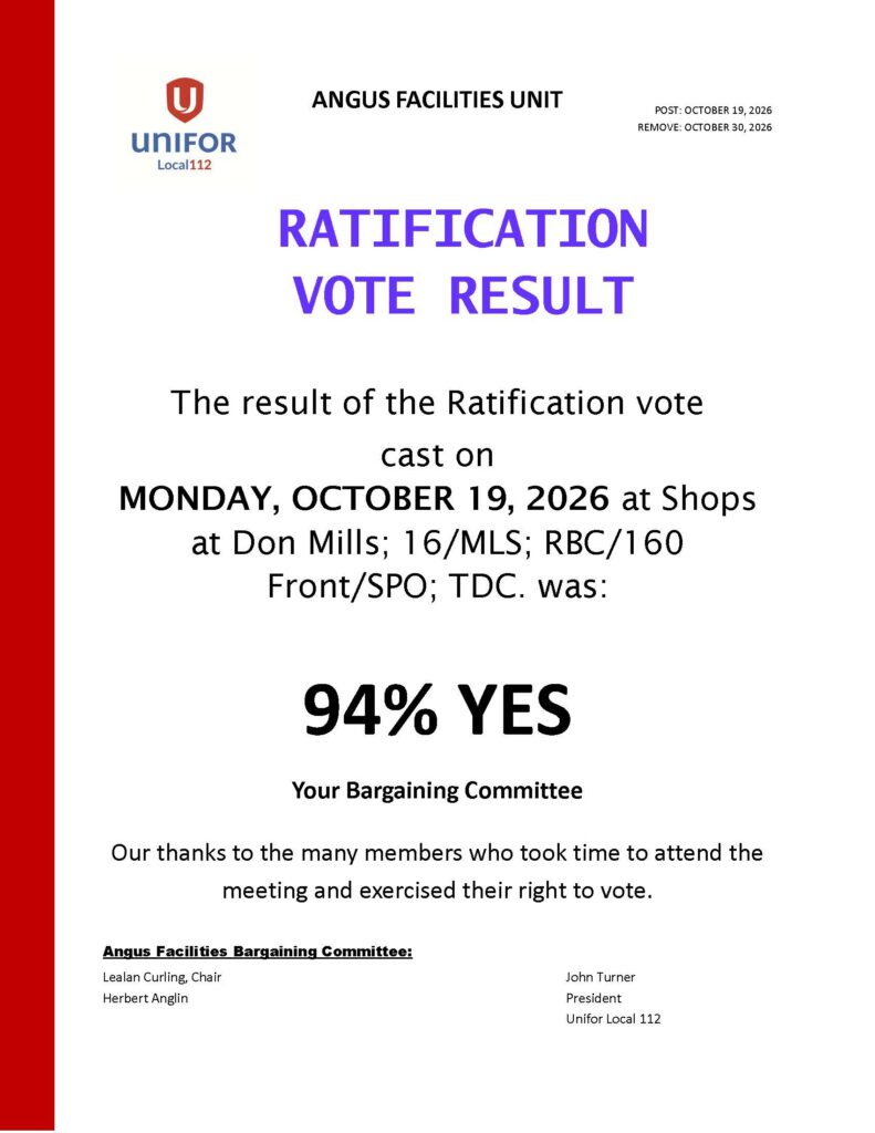 AF RATIFICATION VOTE RESULT NOTICE OCTOBER 19, 2026