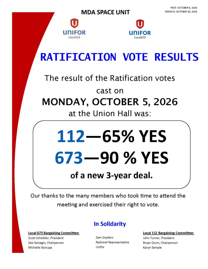 MDA RATIFICATION VOTE RESULTS OCTOBER 5, 2026
